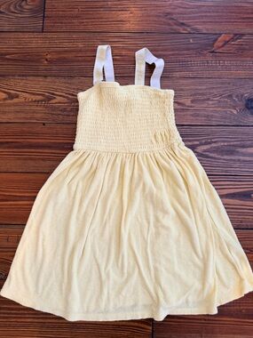 Juicy Couture Girls' Lemon Yellow Smocked Terry Swim Coverup with White Straps
